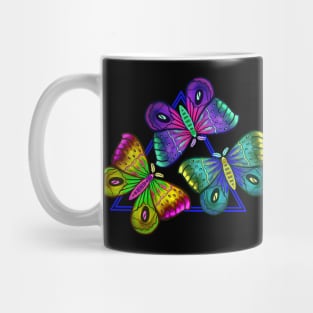 Neon Moths in a Triangle Pattern Mug